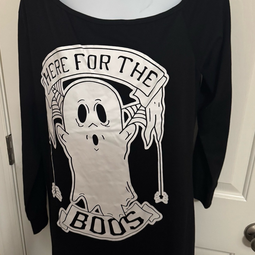 Black Long Sleeve Ghost Graphic Top
